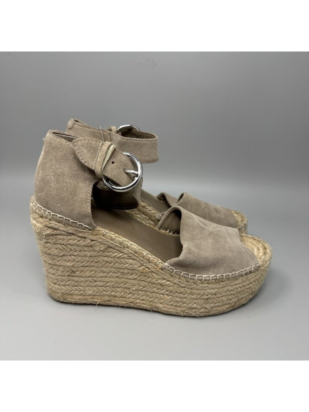 Marc Fisher Womens Lalida Espadrille Wedge Sandals Tan Suede  Size 8.5